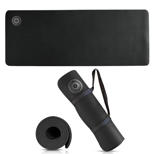 Yoga Mat 10 Mm Thickness with Carry Strap | Lightweight and Non Slip Yoga Mat for Pilates, Yoga | Free Ebook for Mat Workouts
