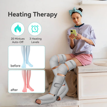 Leg Massager with Heat for Circulation, Air Compression Calf Foot Massager, Gifts