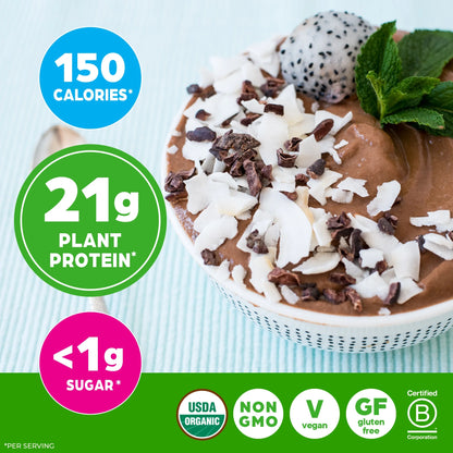 Organic Vegan 21G Protein Powder, Plant Based Shake Drink, Creamy Chocolate Fudge 1.02Lb