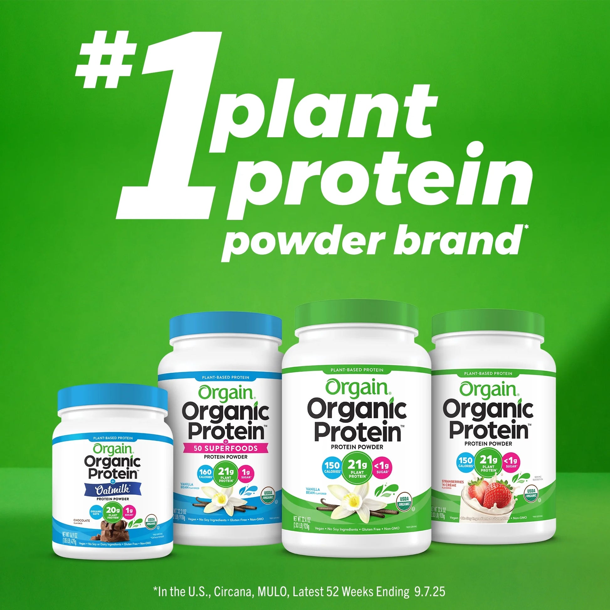 Organic Vegan 21G Protein Powder, Plant Based Shake Drink, Vanilla Bean 1.02Lb