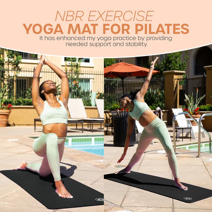 Yoga Mat 10 Mm Thickness with Carry Strap | Lightweight and Non Slip Yoga Mat for Pilates, Yoga | Free Ebook for Mat Workouts