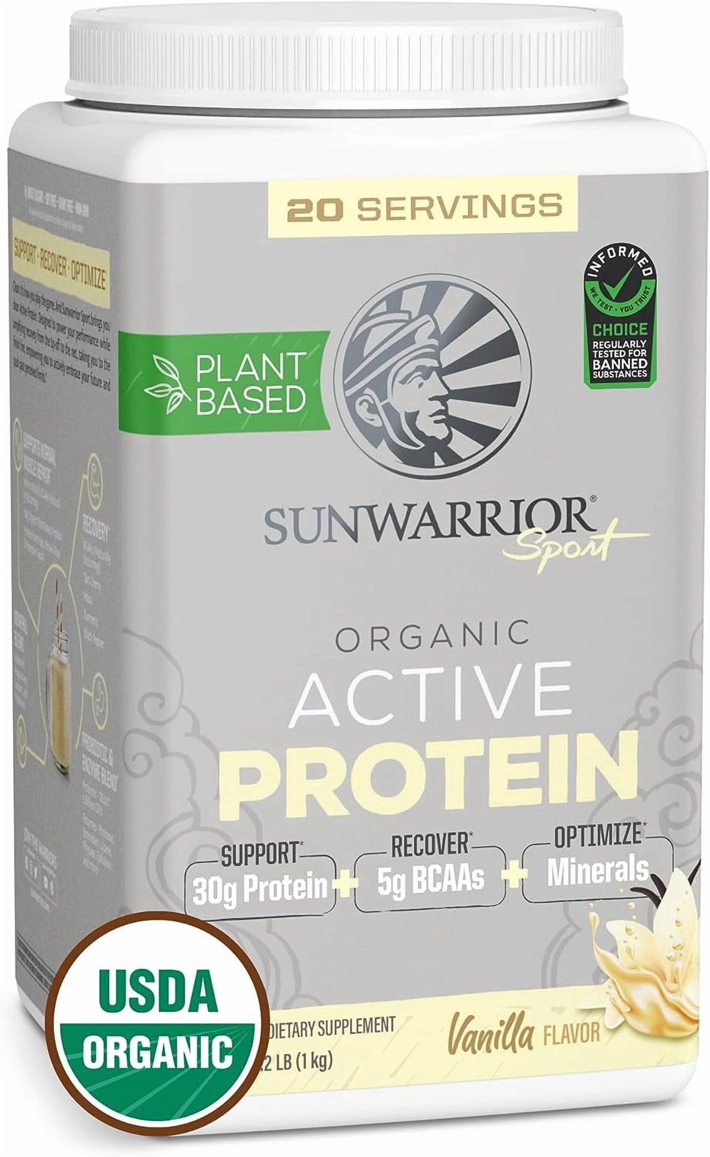 Sport Organic Active Protein Vanilla Vegan Protein Powder 20 Servings