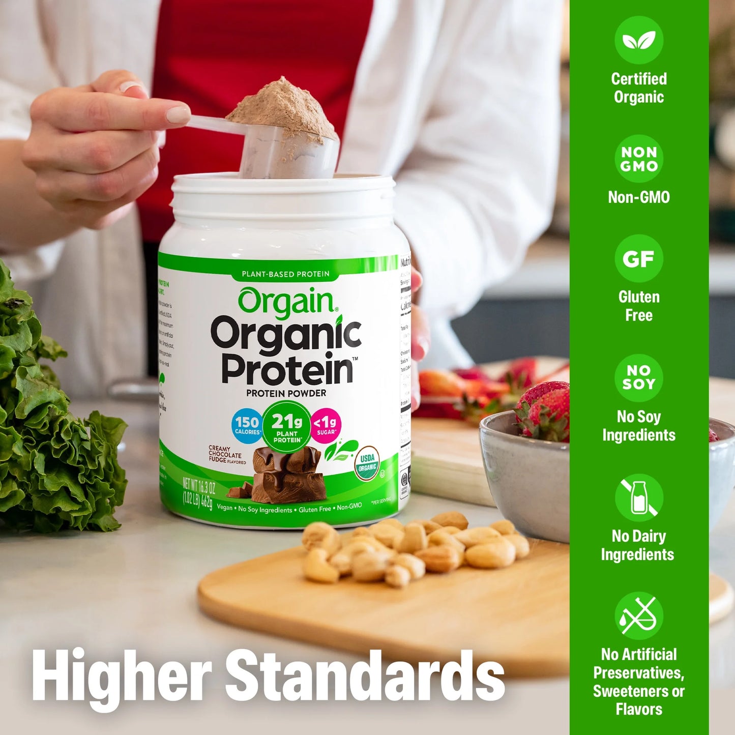 Organic Vegan 21G Protein Powder, Plant Based Shake Drink, Creamy Chocolate Fudge 1.02Lb