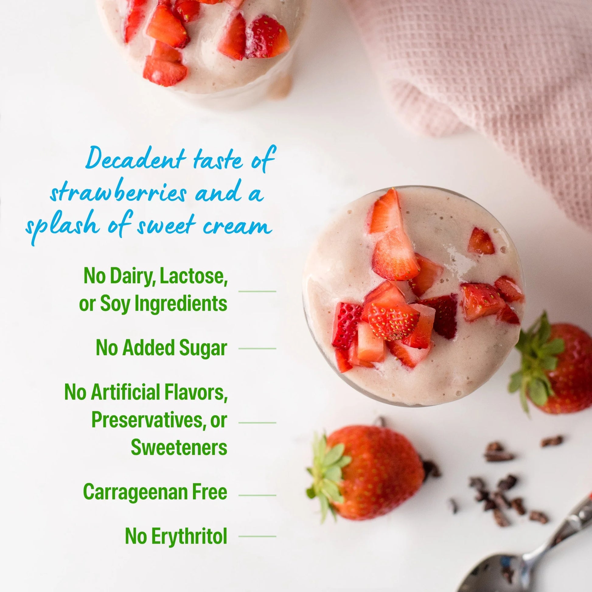 Organic Vegan 21G Protein Powder, Plant Based Shake Drink, Strawberries N Cream 1.02Lb