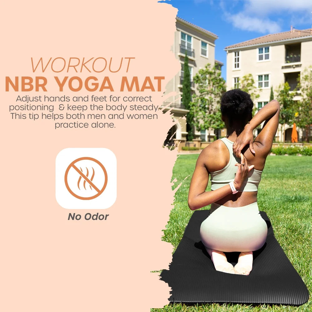 Yoga Mat 10 Mm Thickness with Carry Strap | Lightweight and Non Slip Yoga Mat for Pilates, Yoga | Free Ebook for Mat Workouts