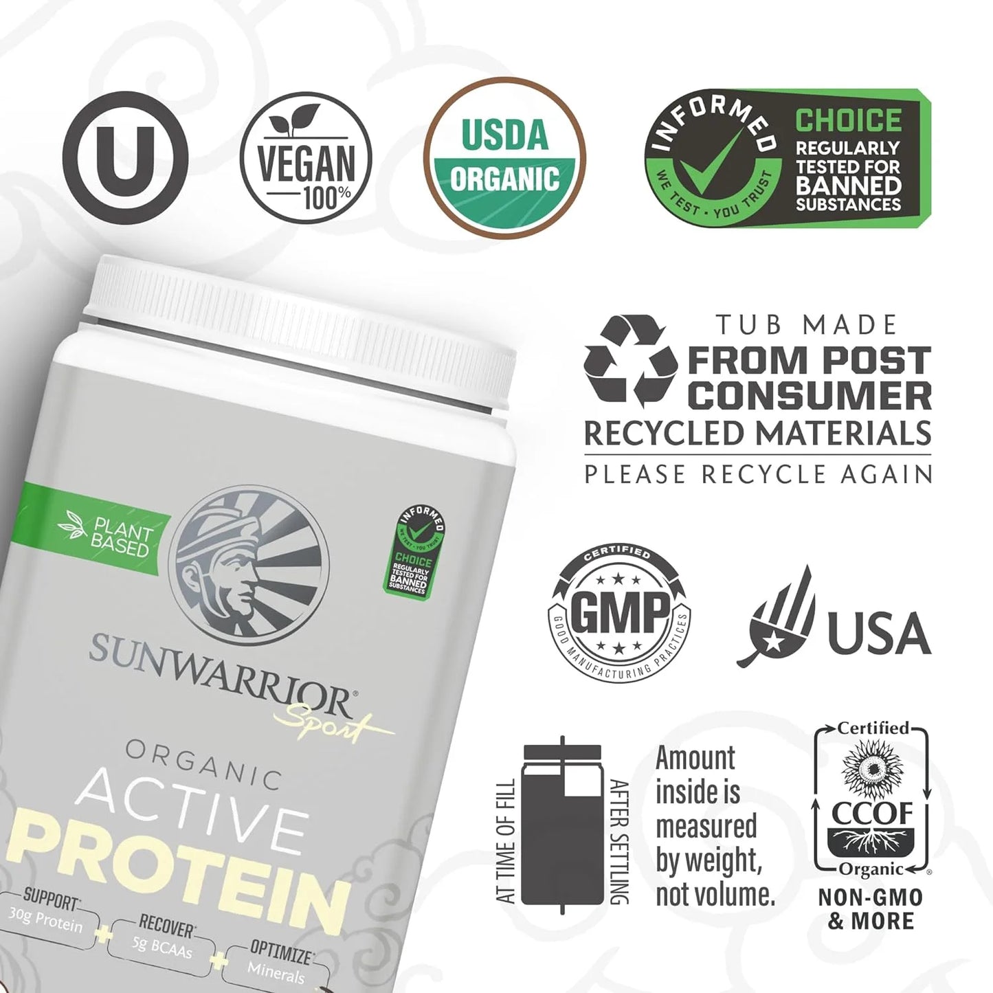 Sport Organic Active Protein Vanilla Vegan Protein Powder 20 Servings