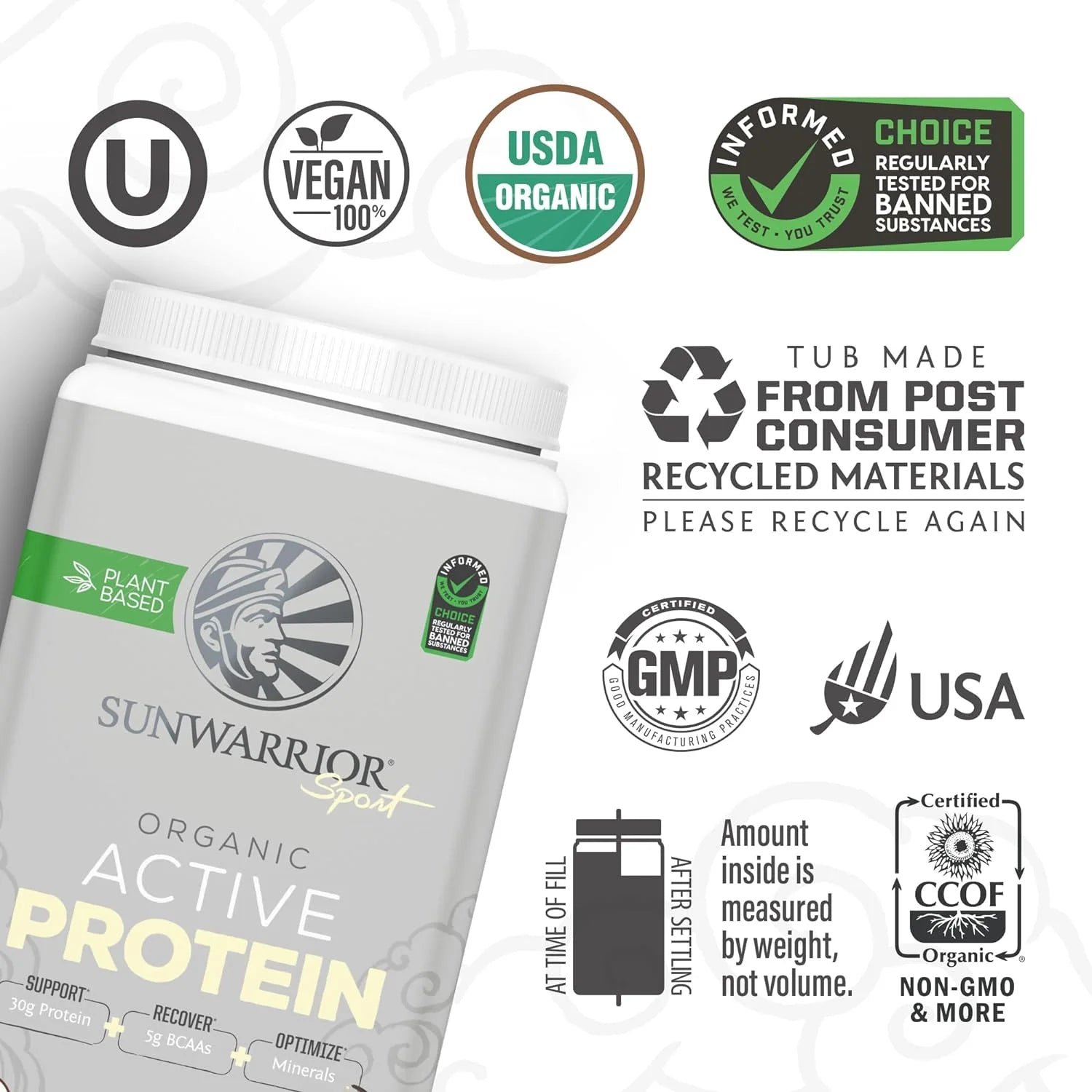 Sport Organic Active Protein Vanilla Vegan Protein Powder 20 Servings
